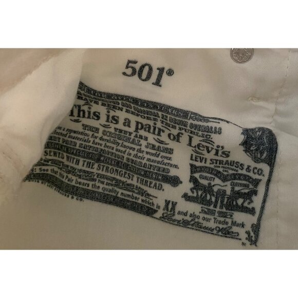 Levis 501 White Distressed Jeans W25 L30 Cotton Denim Straight Leg - Picture 4 of 12